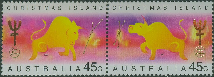 1997 - Xmas I - SG434a Chinese New Year of the Ox pair MNH
